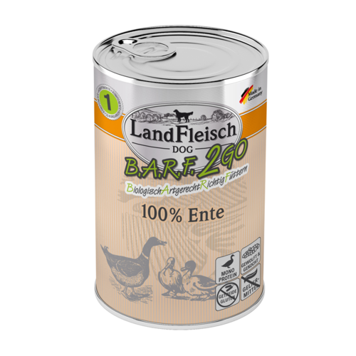 LandFleisch Dog B.A.R.F.2GO 100% von der Ente 400g