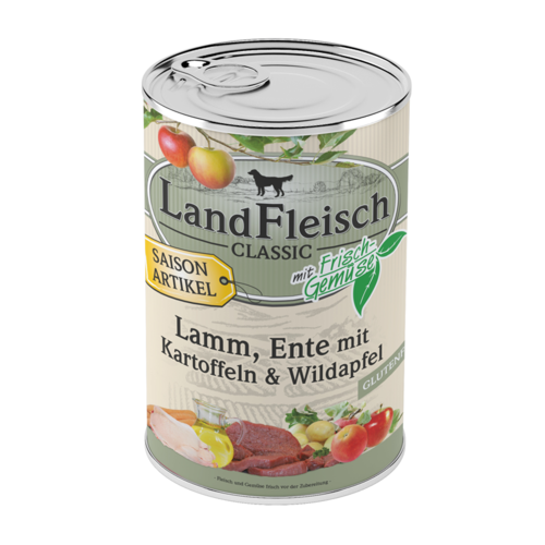LandFleisch Dog Classic Lamm + Ente + Kartoffeln + Wildapfel