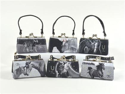 Pferde MiniBag schwarz/weiß 6 fach sortiert Mario Moreno,Retroline 9,5x4,5x4,8cm