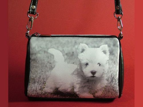 Hunde-Handtasche im Retrodesign, 21x13cm, Westie, Mario Moreno