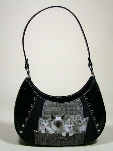 Katzen Handtasche groß, Retro, Smile-Bags, 26x22cm