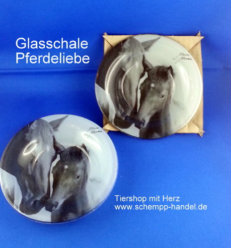 Retro Glasschale, Pferd mit Fohlen 14,7x2,5cm