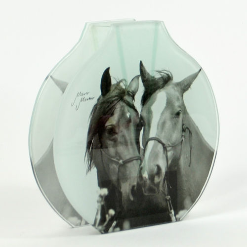 Retro Glasvase, Pferdeliebe, 14,8x3,8x15cm, Mario Moreno