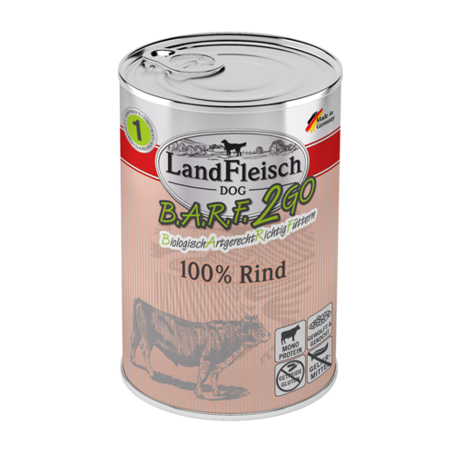 LandFleisch Dog B.A.R.F.2GO 100% vom Rind 400g