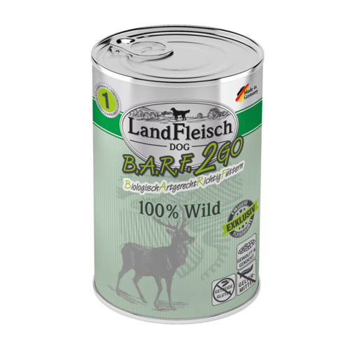 LandFleisch Dog B.A.R.F.2GO Exklusiv 100% vom Wild 400g