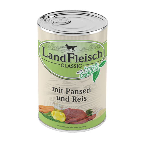 LandFleisch Dog Classic mit Pansen, Reis u. Frischgemüse