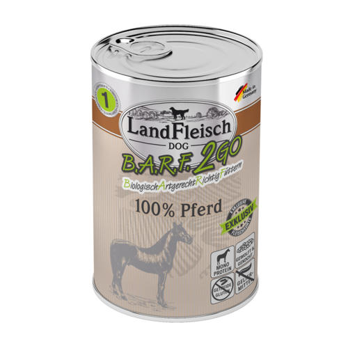 LandFleisch Dog B.A.R.F.2GO Exklusiv 100% vom Pferd 400g